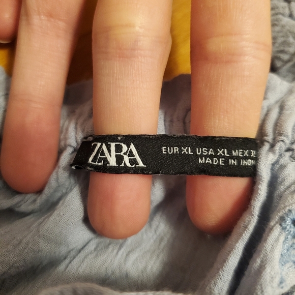 Zara eyelet embroidery crop top. Boho. Blue. Size XL. - Picture 5 of 9